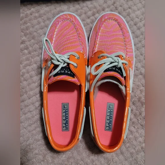 Sperry Top-Sider Bahama Canvas Women's Shoe 7.5(W) Pink/Orange/Sequins - Picture 2 of 4